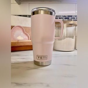 Yeti Rambler 20oz mug with handle, ICE PINK, stronghold lid